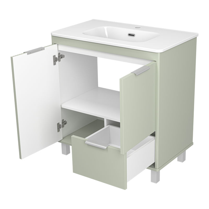 Тумба под раковину Brevita Risacca pistachio 80 напольная 2 дв. 1 ящ. / RIS-06080-0842Я фисташковый матовая эмаль