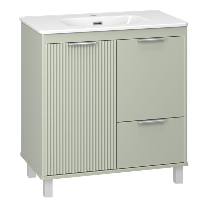 Тумба под раковину Brevita Risacca pistachio 80 напольная 2 дв. 1 ящ. / RIS-06080-0842Я фисташковый матовая эмаль