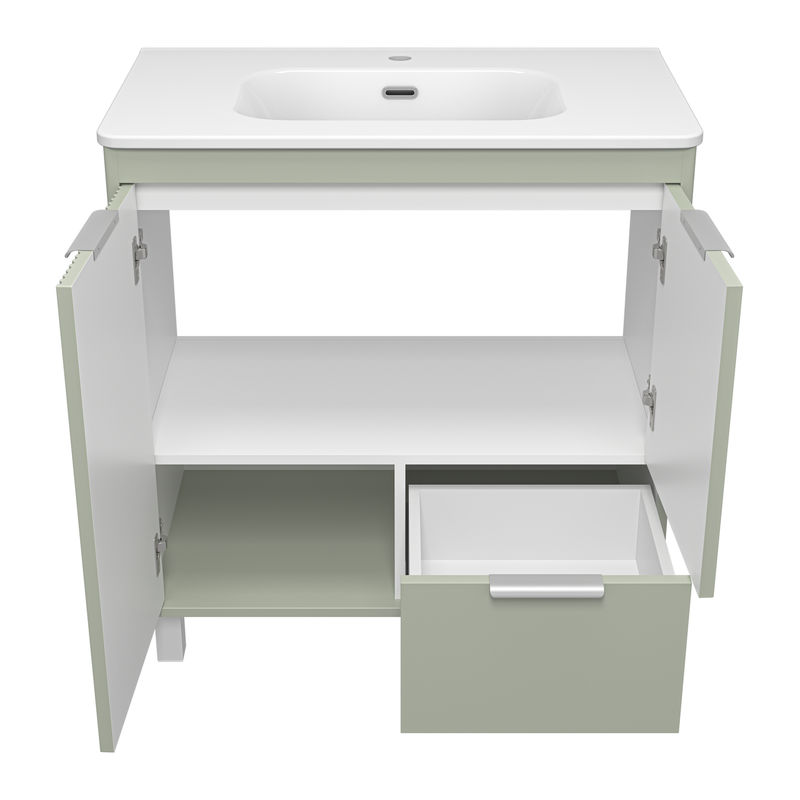 Тумба под раковину Brevita Risacca pistachio 80 напольная 2 дв. 1 ящ. / RIS-06080-0842Я фисташковый матовая эмаль