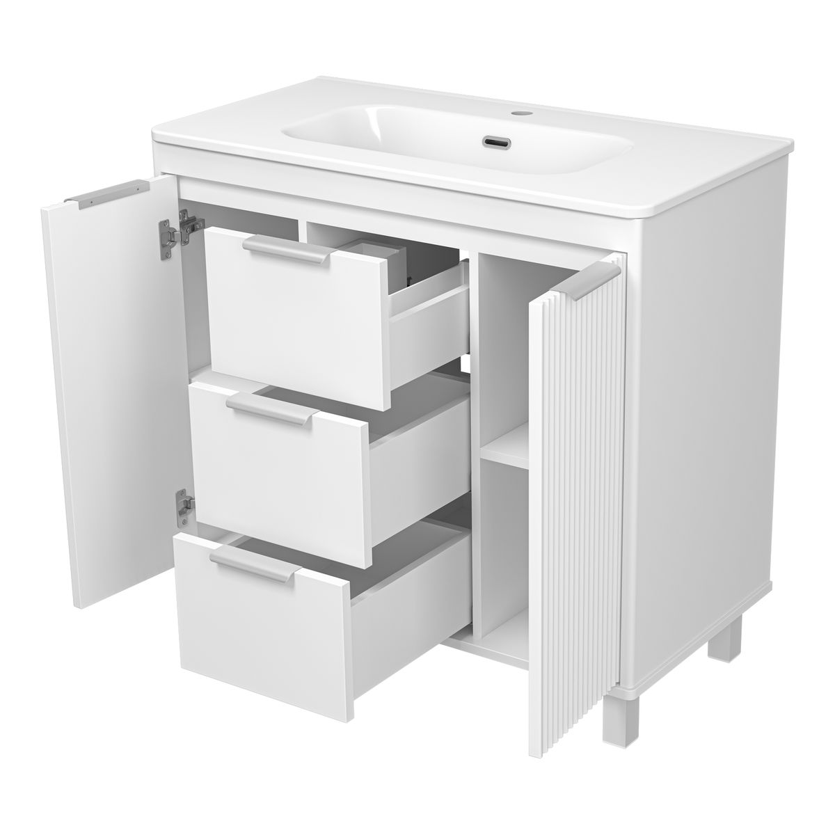 RISACCA white - 90 Тумба напольная 2 дв. 1 ящ., белая матовая эмаль