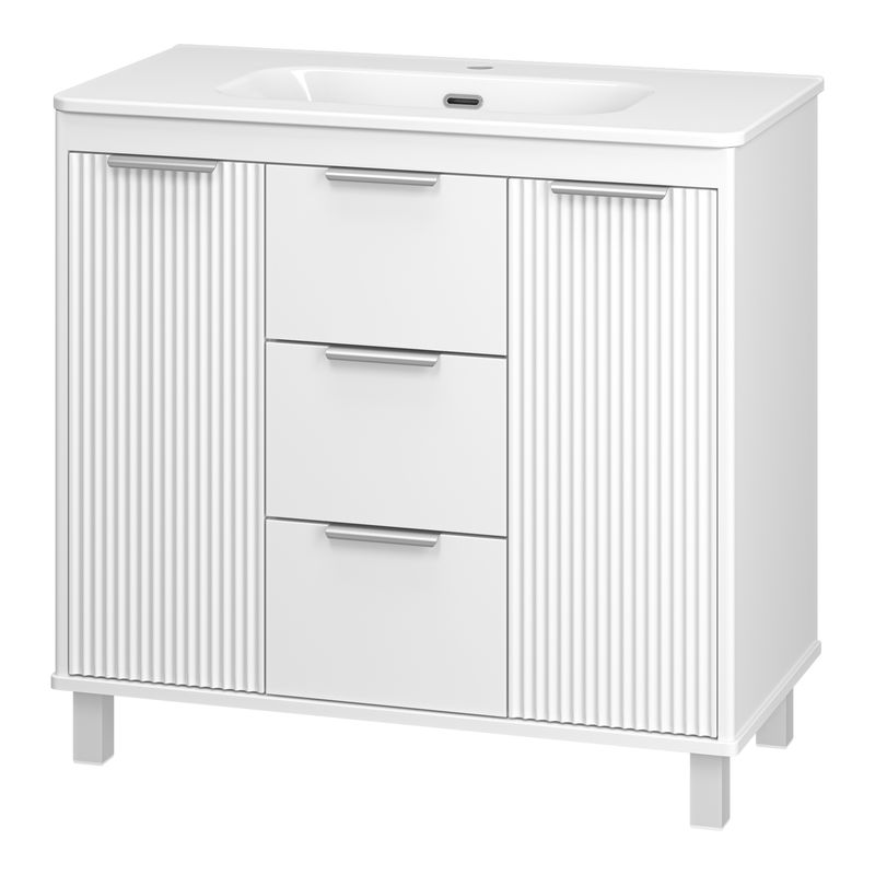 Тумба под раковину Brevita Risacca white 90 напольная 2 дв. 3 ящ. / RIS-06090-0142Я белая матовая эмаль