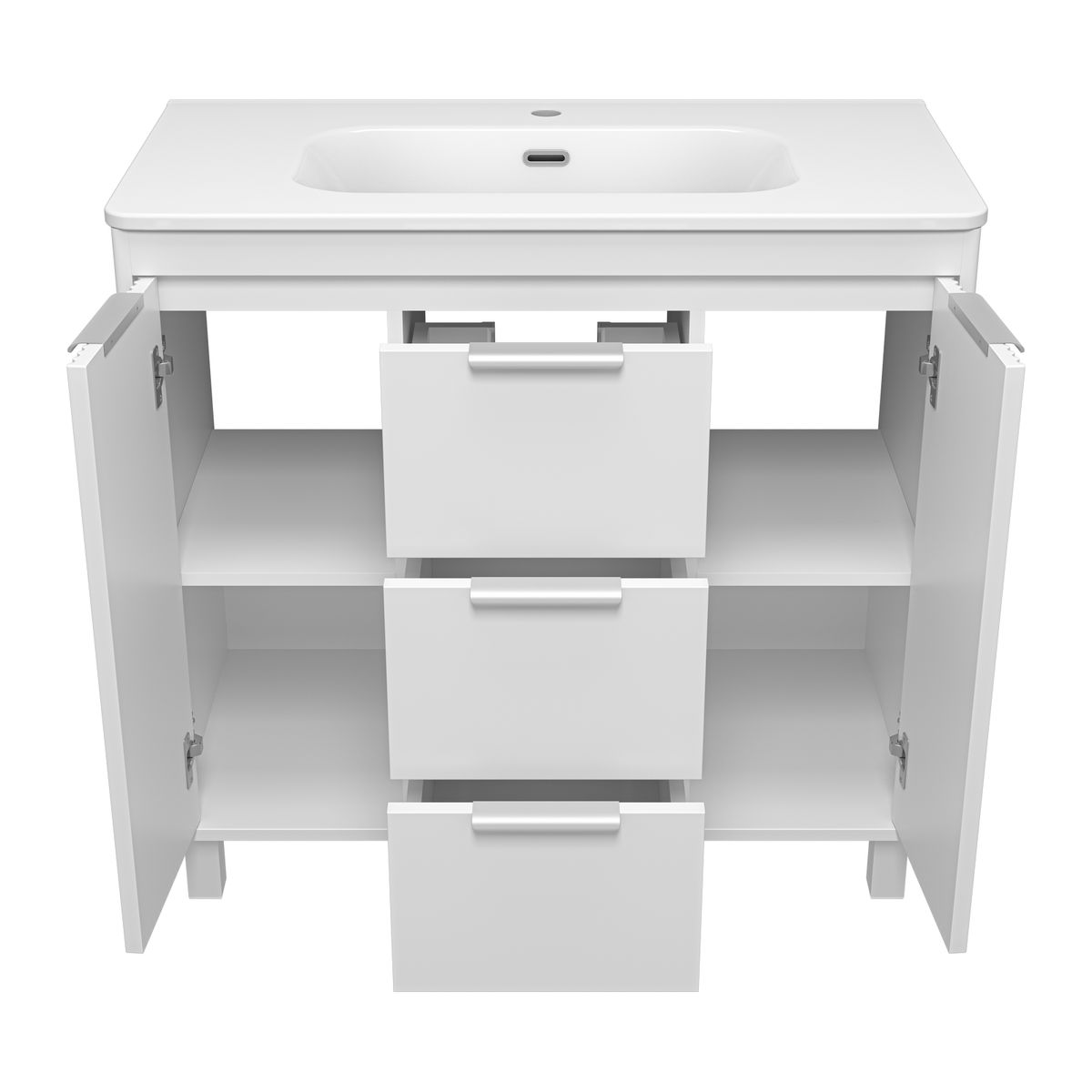 RISACCA white - 90 Тумба напольная 2 дв. 1 ящ., белая матовая эмаль