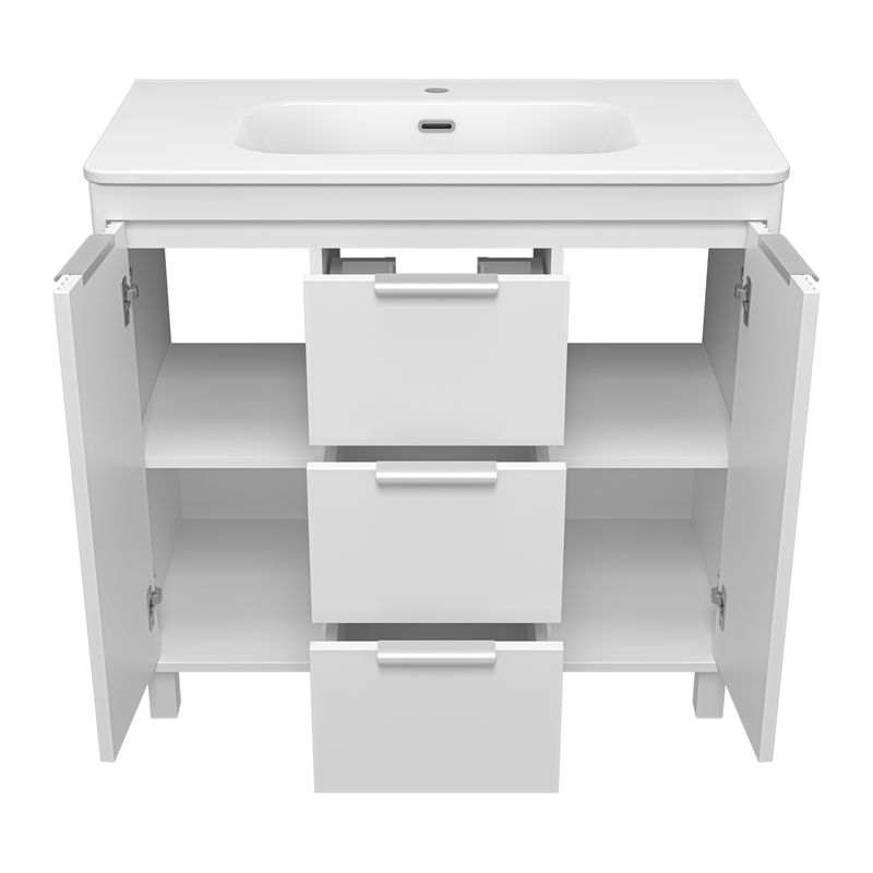 Тумба под раковину Brevita Risacca white 90 напольная 2 дв. 3 ящ. / RIS-06090-0142Я белая матовая эмаль