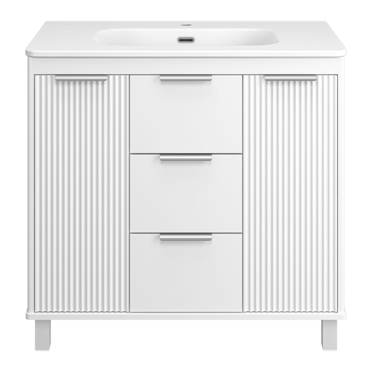 RISACCA white - 90 Тумба напольная 2 дв. 1 ящ., белая матовая эмаль