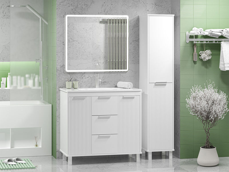 RISACCA white - 90 Тумба напольная 2 дв. 1 ящ., белая матовая эмаль