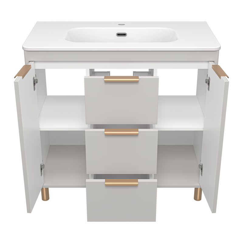 Тумба под раковину Brevita Risacca crema 90 напольная 2 дв. 3 ящ. / RIS-06090-0342Я серый кашемир эмаль