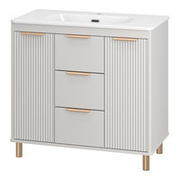 Тумба под раковину Brevita Risacca crema 90 напольная 2 дв. 3 ящ. / RIS-06090-0342Я серый кашемир эмаль — 1