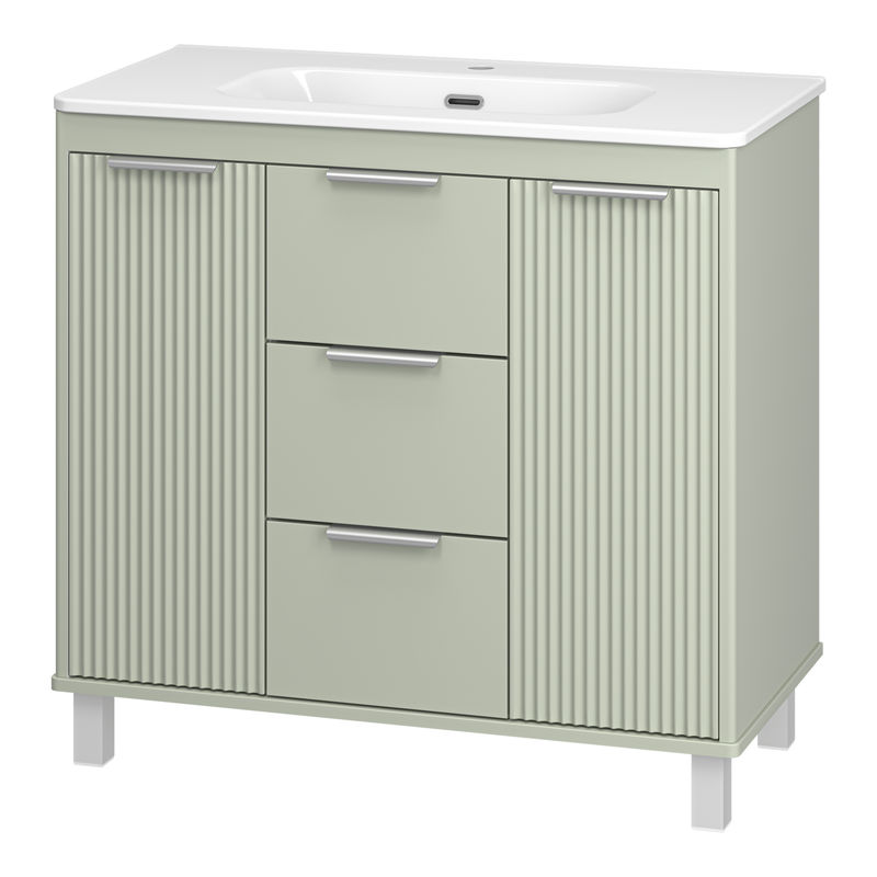 Тумба под раковину Brevita Risacca pistachio 90 напольная 2 дв. 3 ящ. / RIS-06090-0842Я фисташковый матовая эмаль