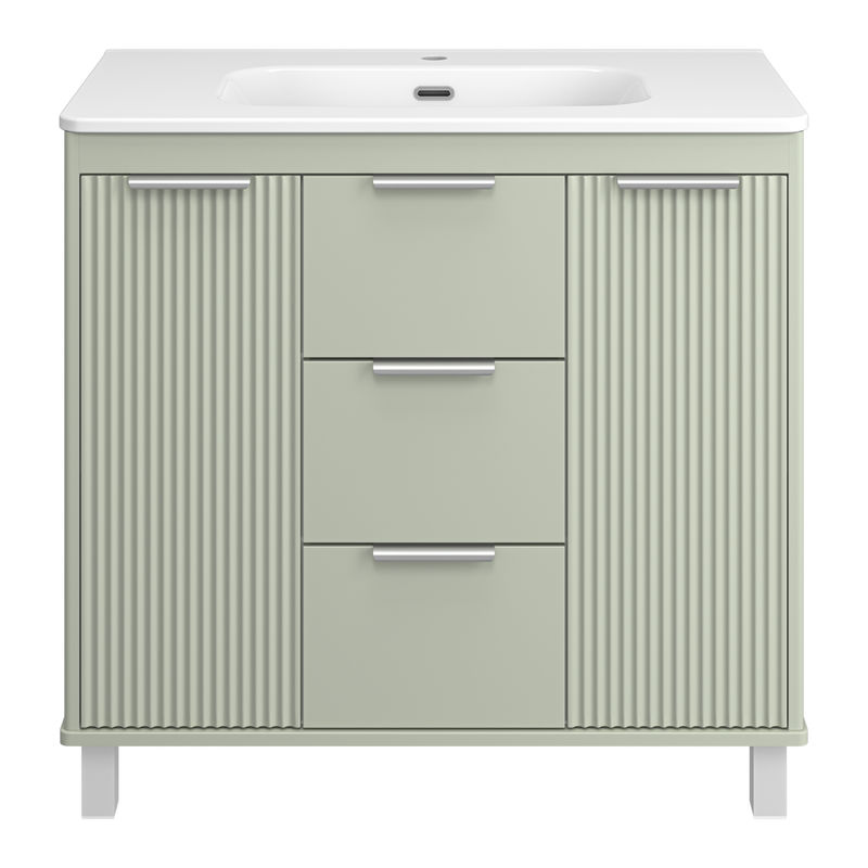 Тумба под раковину Brevita Risacca pistachio 90 напольная 2 дв. 3 ящ. / RIS-06090-0842Я фисташковый матовая эмаль