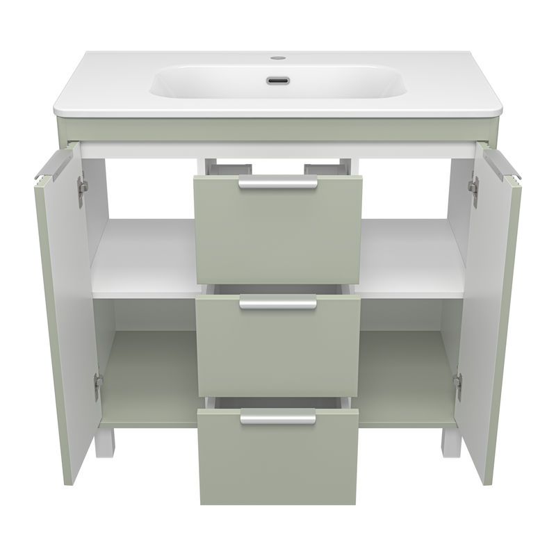 Тумба под раковину Brevita Risacca pistachio 90 напольная 2 дв. 3 ящ. / RIS-06090-0842Я фисташковый матовая эмаль