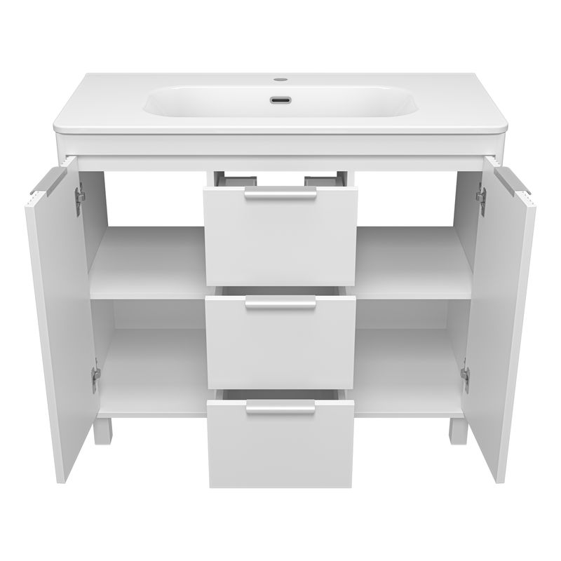 Тумба под раковину Brevita Risacca white 100 напольная 2 дв. 3 ящ. / RIS-06100-0142Я белая матовая эмаль