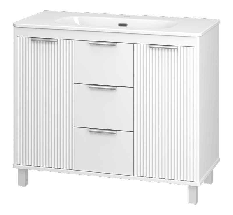 RISACCA white - 100 Тумба напольная 2 дв. 1 ящ., белая матовая эмаль