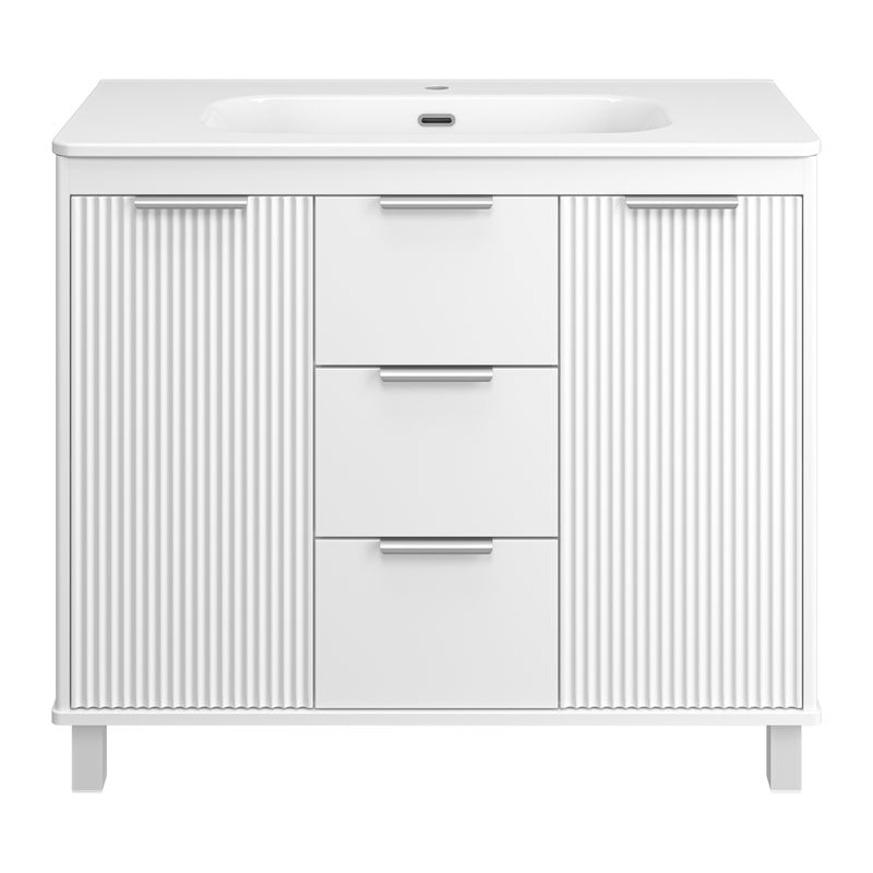 Тумба под раковину Brevita Risacca white 100 напольная 2 дв. 3 ящ. / RIS-06100-0142Я белая матовая эмаль