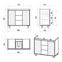 Тумба под раковину Brevita Risacca white 100 напольная 2 дв. 3 ящ. / RIS-06100-0142Я белая матовая эмаль — 6