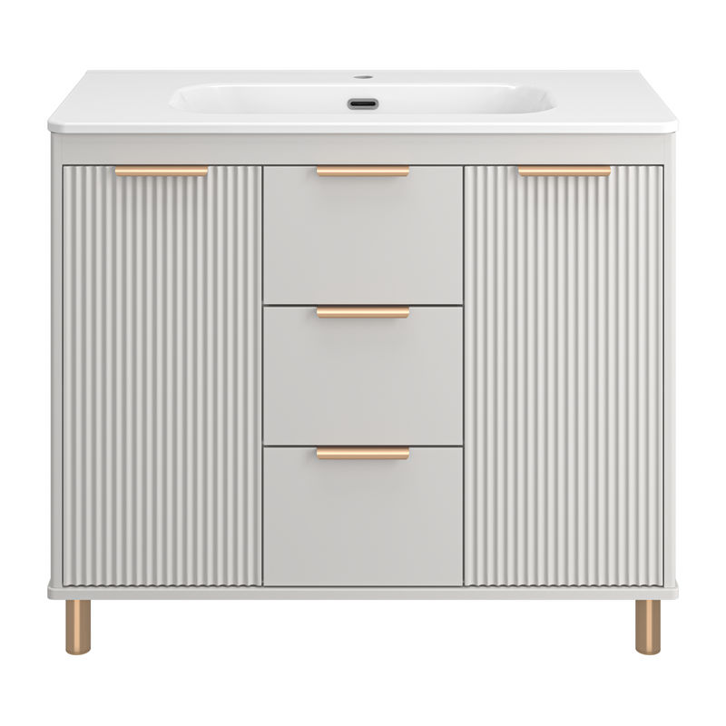 Тумба под раковину Brevita Risacca crema 100 напольная 2 дв. 3 ящ. / RIS-06100-0342Я серый кашемир эмаль