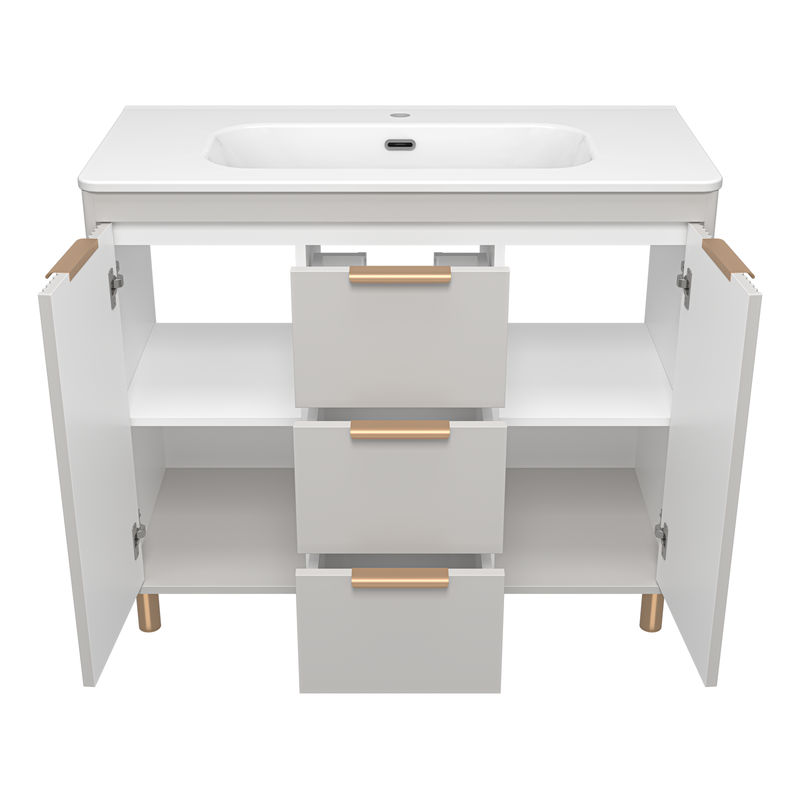 Тумба под раковину Brevita Risacca crema 100 напольная 2 дв. 3 ящ. / RIS-06100-0342Я серый кашемир эмаль