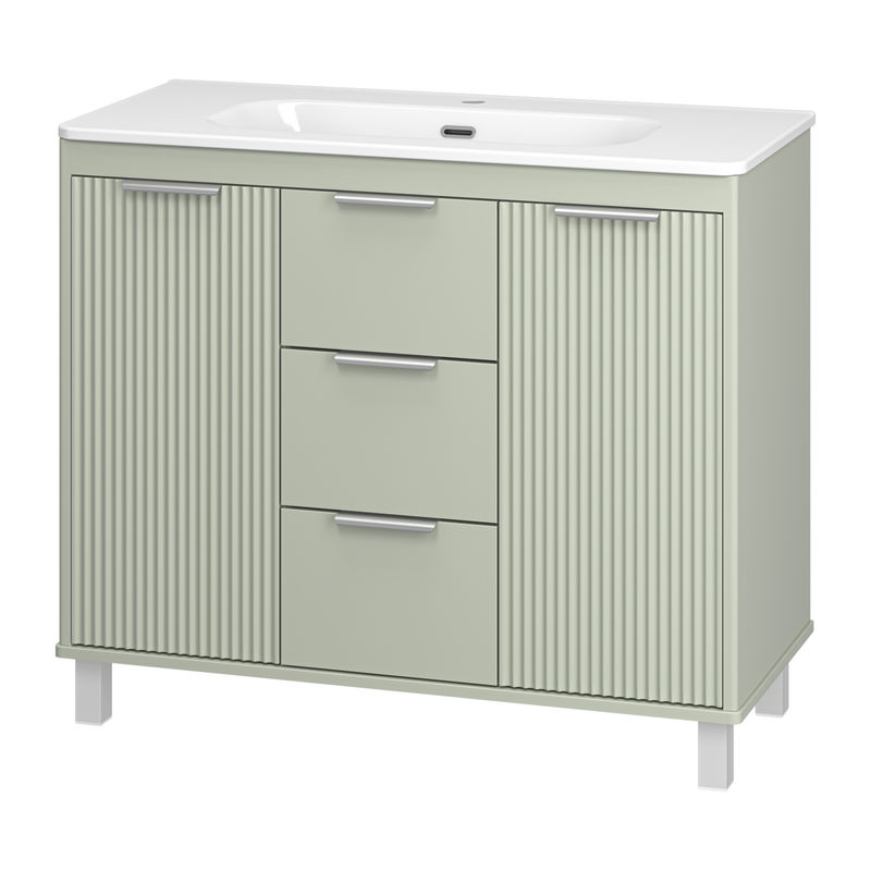 Тумба под раковину Brevita Risacca pistachio 100 напольная 2 дв. 3 ящ. / RIS-06100-0842Я фисташковый матовая эмаль