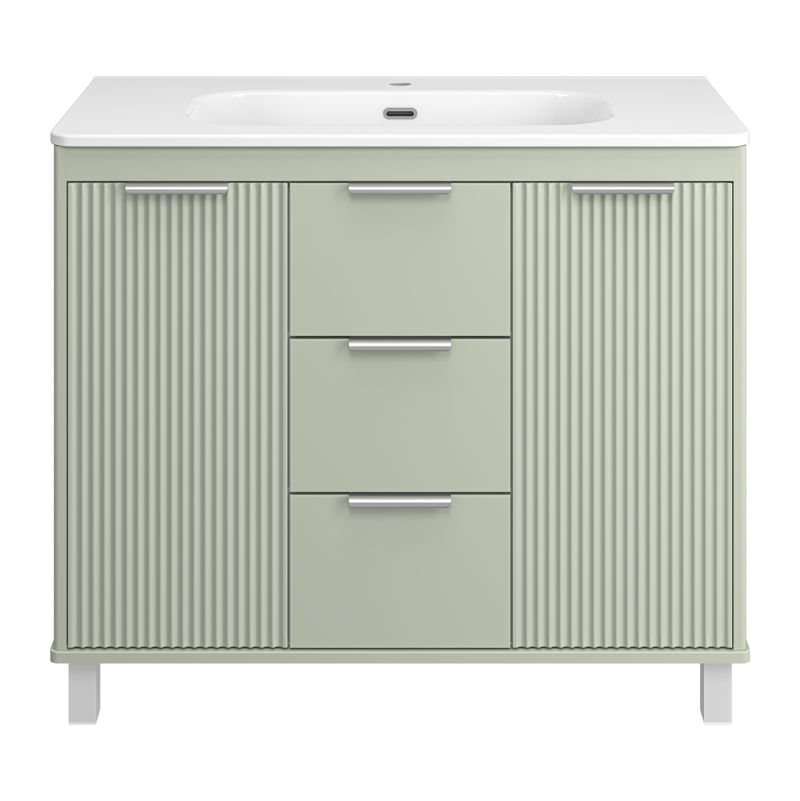 Тумба под раковину Brevita Risacca pistachio 100 напольная 2 дв. 3 ящ. / RIS-06100-0842Я фисташковый матовая эмаль
