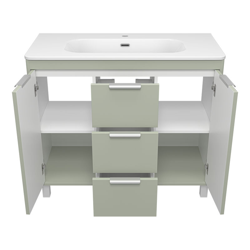 Тумба под раковину Brevita Risacca pistachio 100 напольная 2 дв. 3 ящ. / RIS-06100-0842Я фисташковый матовая эмаль
