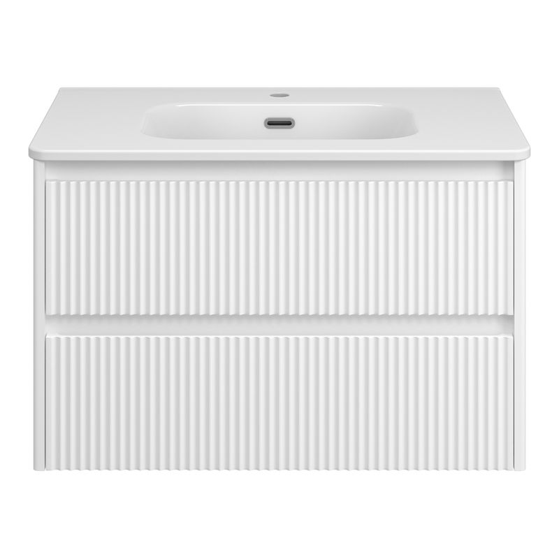 Тумба под раковину Brevita Riva 80 подвесная с 2 ящ. / RIV-07080-0102Я белый