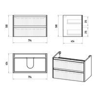 Тумба под раковину Brevita Riva 80 подвесная с 2 ящ. / RIV-07080-0102Я белый — 5