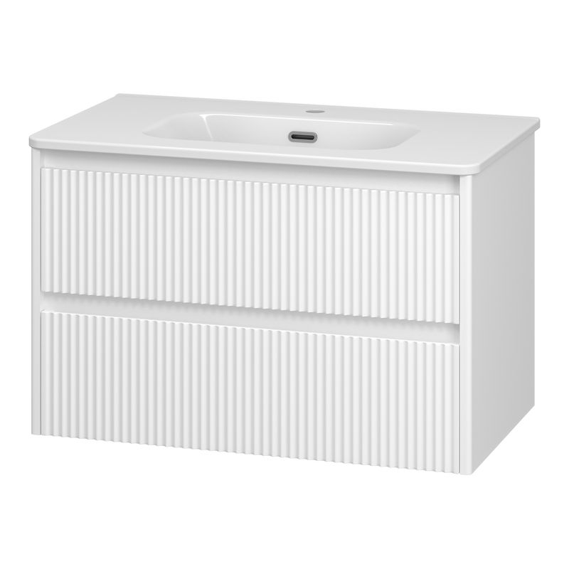 Тумба под раковину Brevita Riva 80 подвесная с 2 ящ. / RIV-07080-0102Я белый