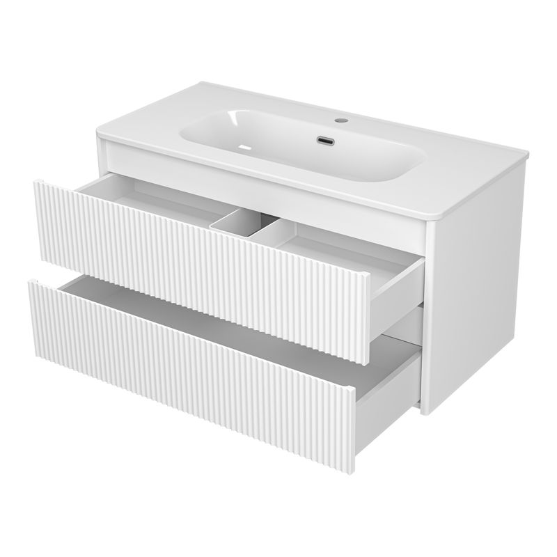 Тумба под раковину Brevita Riva 100 подвесная с 2 ящ. / RIV-07100-0102Я белый