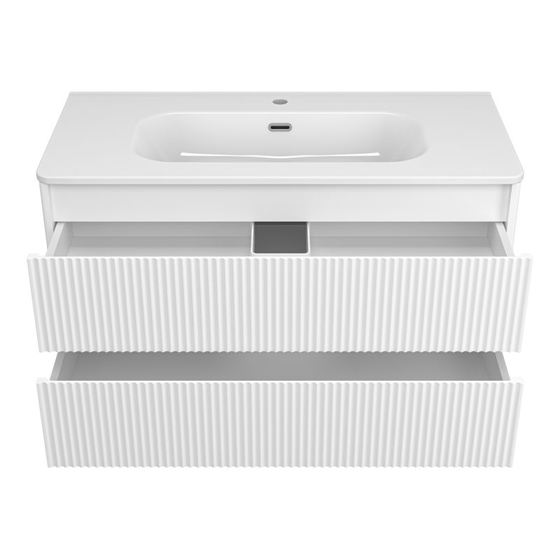 Тумба под раковину Brevita Riva 100 подвесная с 2 ящ. / RIV-07100-0102Я белый