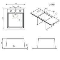 Кухонная мойка из искусственного камня ZorG Rock 46 PREMIUM beige с сифоном — 5