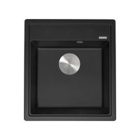 Кухонная мойка из искусственного камня ZorG Rock 46 PREMIUM black metallic с сифоном — 2