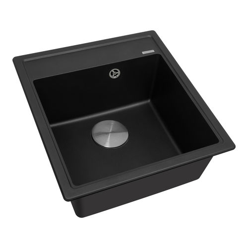 Кухонная мойка из искусственного камня ZorG Rock 46 PREMIUM black metallic с сифоном
