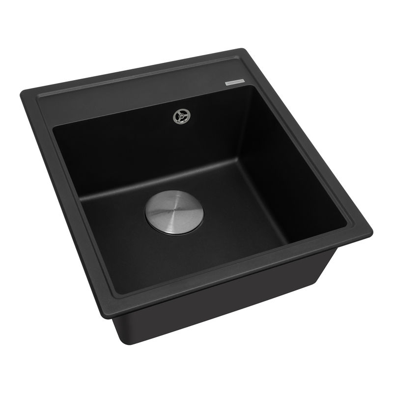 Кухонная мойка из искусственного камня ZorG Rock 46 PREMIUM black metallic с сифоном