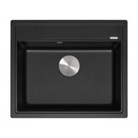 Кухонная мойка из искусственного камня ZorG Rock 60 PREMIUM black metallic с сифоном — 2