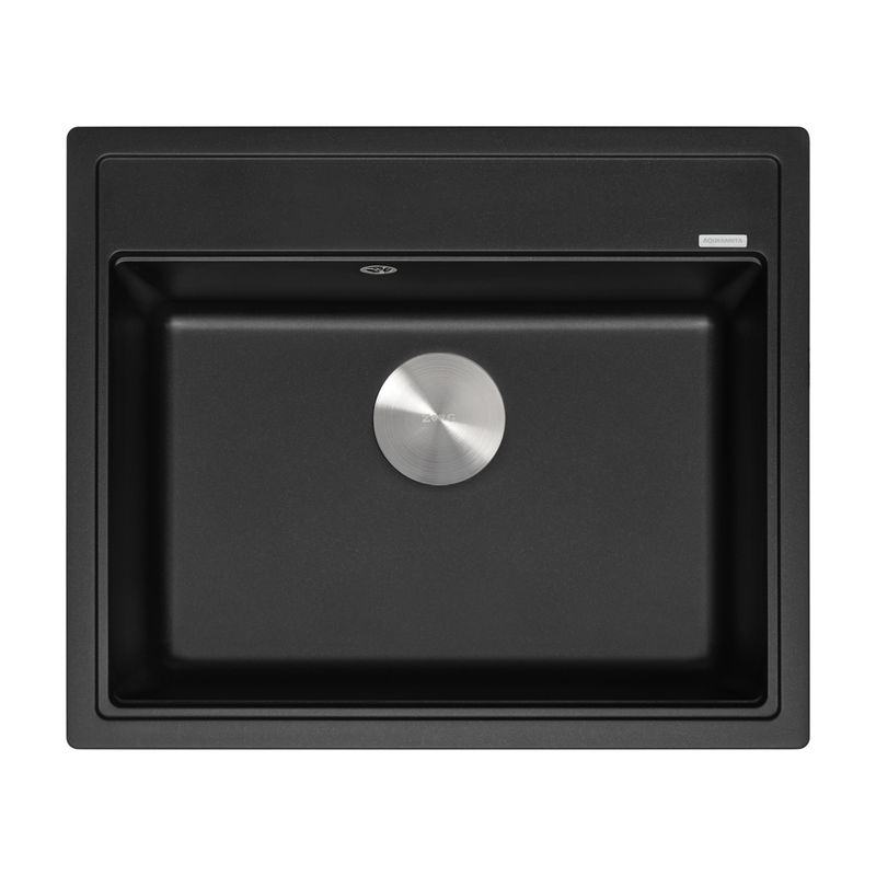 Кухонная мойка из искусственного камня ZorG Rock 60 PREMIUM black metallic с сифоном