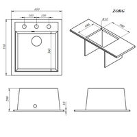 Кухонная мойка из искусственного камня ZorG Rock 60 PREMIUM black metallic с сифоном — 5