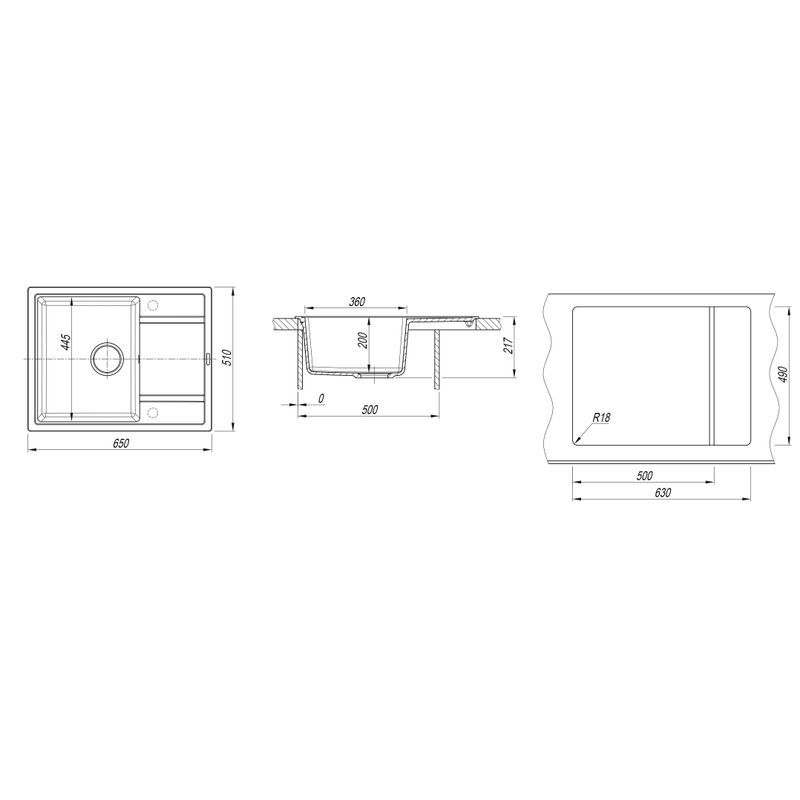Кухонная мойка из искусственного камня ZorG Rock 65 PREMIUM alba с сифоном