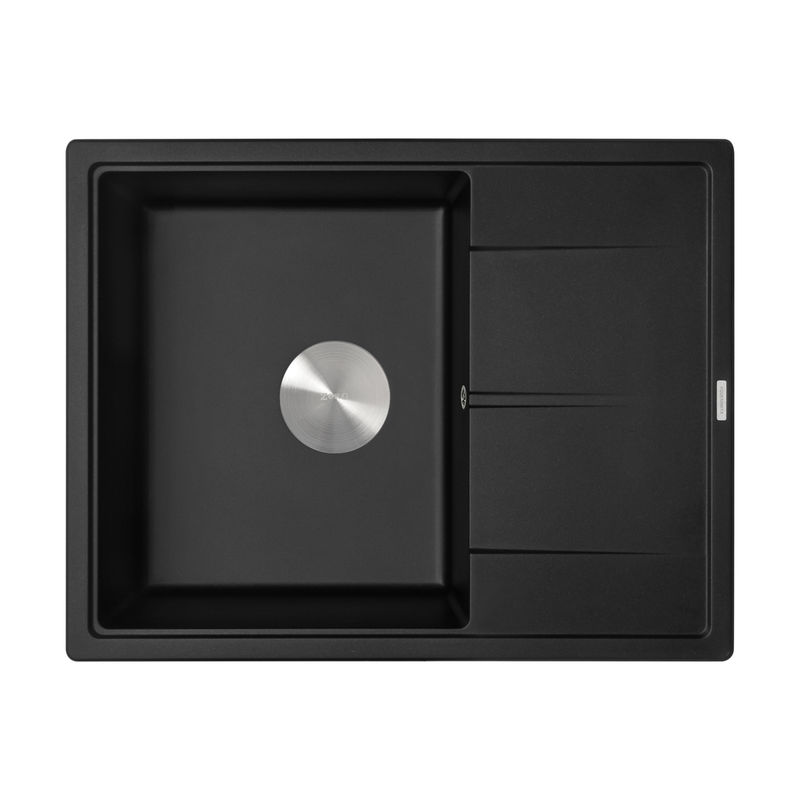 Кухонная мойка из искусственного камня ZorG Rock 65 PREMIUM black metallic с сифоном