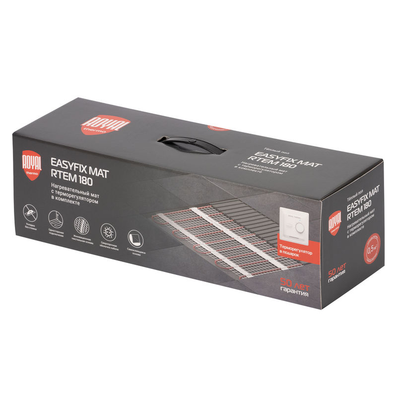 Нагревательный мат Royal Thermo EasyFix Mat RTEM 2-180-4 с терморегулятором Basic