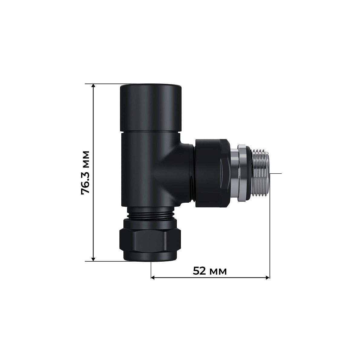 Набор термостатический трехосевой Royal Thermo Design Pro 15мм М30х1,5 (Черный) RATVXT11215BL