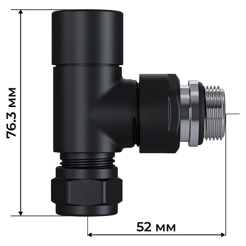 Набор термостатический трехосевой Royal Thermo Design Pro RATVXT11215BL 15мм М30х1,5 (черный)
