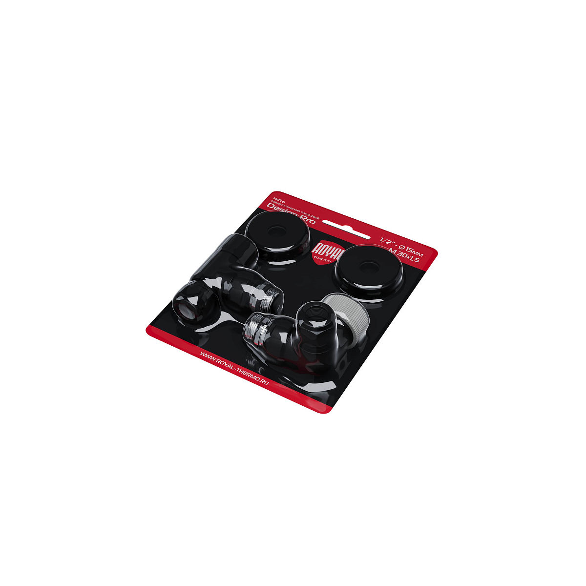 Набор термостатический трехосевой Royal Thermo Design Pro 15мм М30х1,5 (Черный) RATVXT11215BL