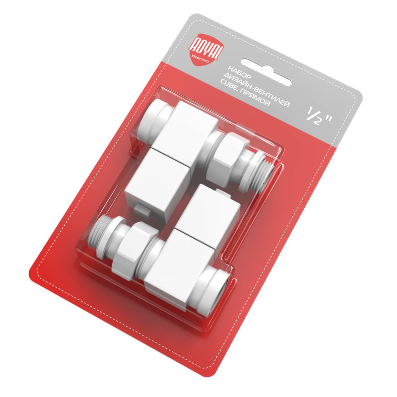 Набор дизайн-вентилей CUBE, прямой (белый) 1/2"