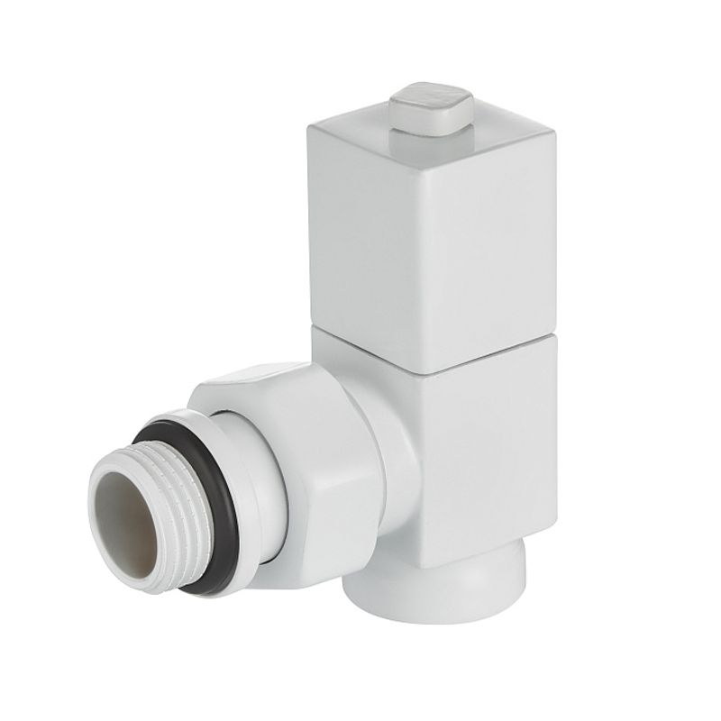 Набор дизайн-вентилей CUBE, угловой (белый) 1/2"