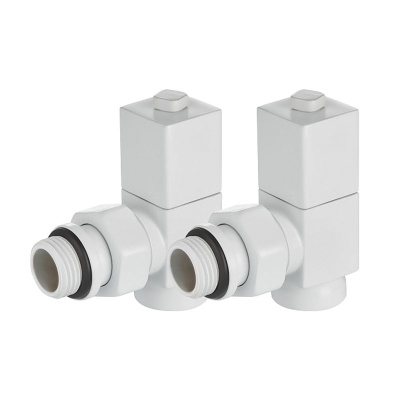 Набор дизайн-вентилей CUBE, угловой (белый) 1/2"