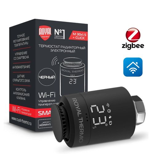 Термостат радиаторный электронный Royal Thermo Smart Heat, черный RTE 77.001B