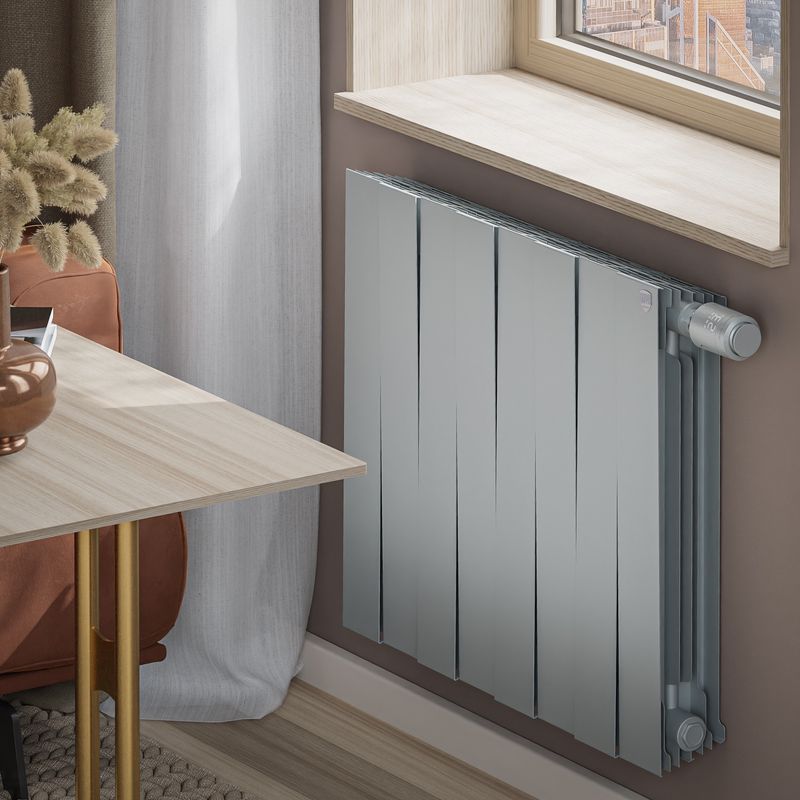 Радиатор биметаллический Royal Thermo PianoForte 500 Silver Satin VDR80 - 8 секц.