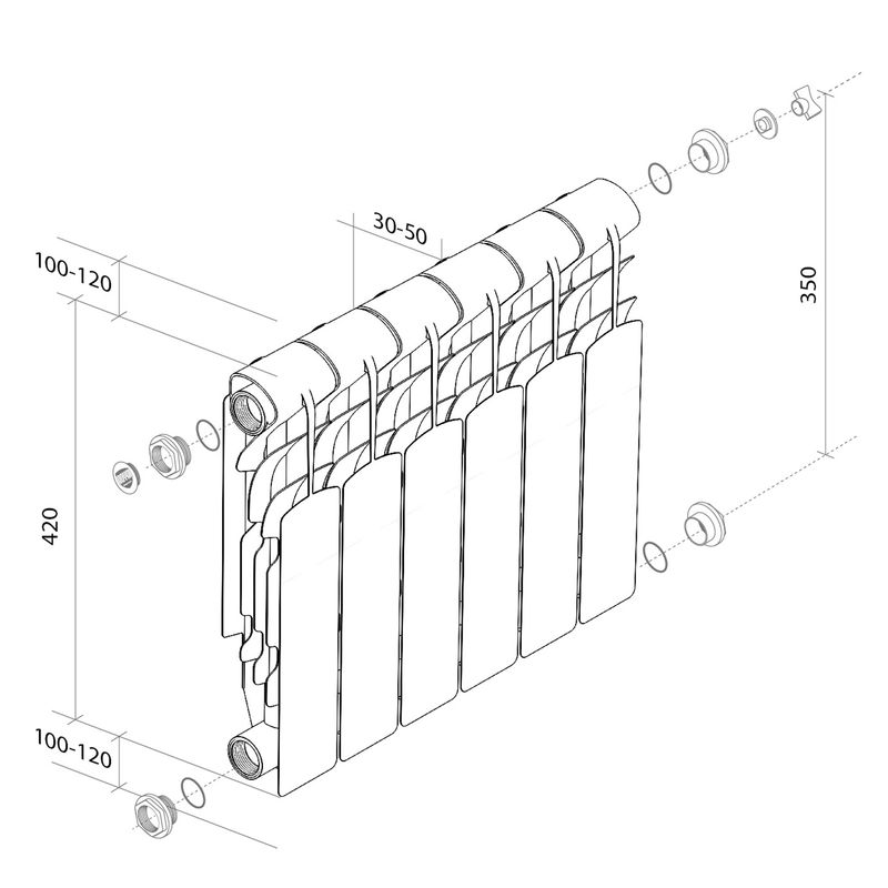 Радиатор алюминиевый Royal Thermo Revolution 350