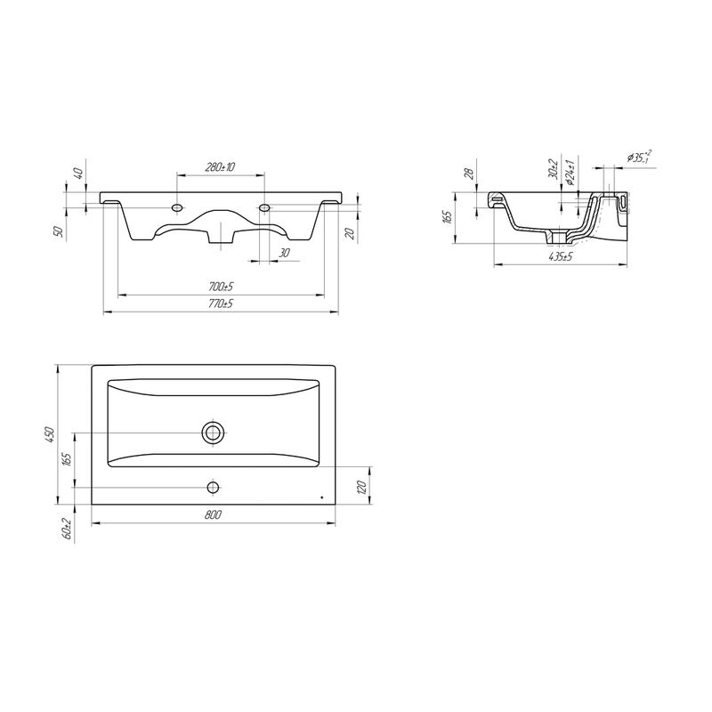 Раковина Cersanit Como 80 см / S-UM-COM80/1-w
