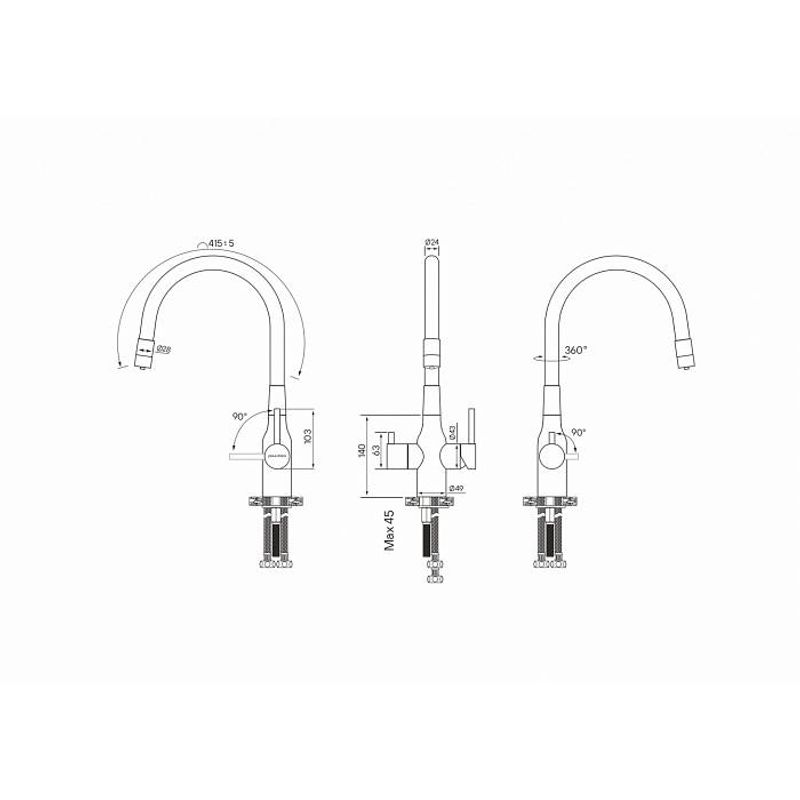 Смеситель для кухни Paulmark Salix Sa213419-BRw бронза/белый