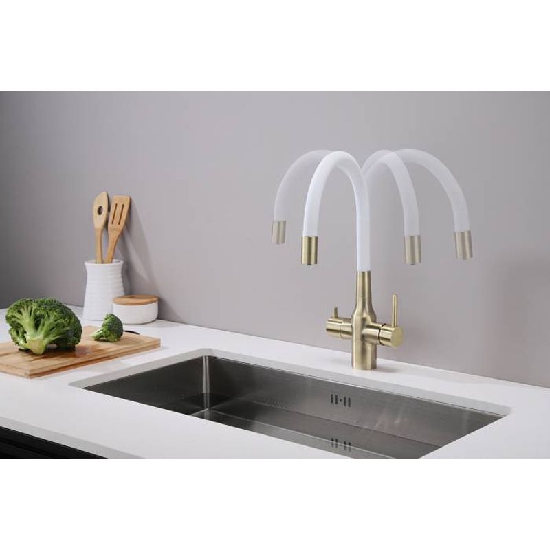 Смеситель для кухни Paulmark Salix Sa213419-BRw бронза/белый